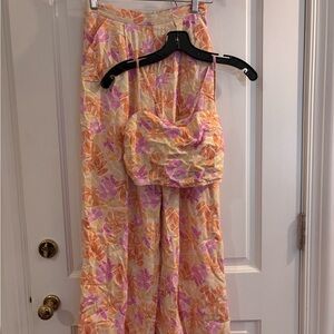 Floral Two-Piece Set in Pink and Orange